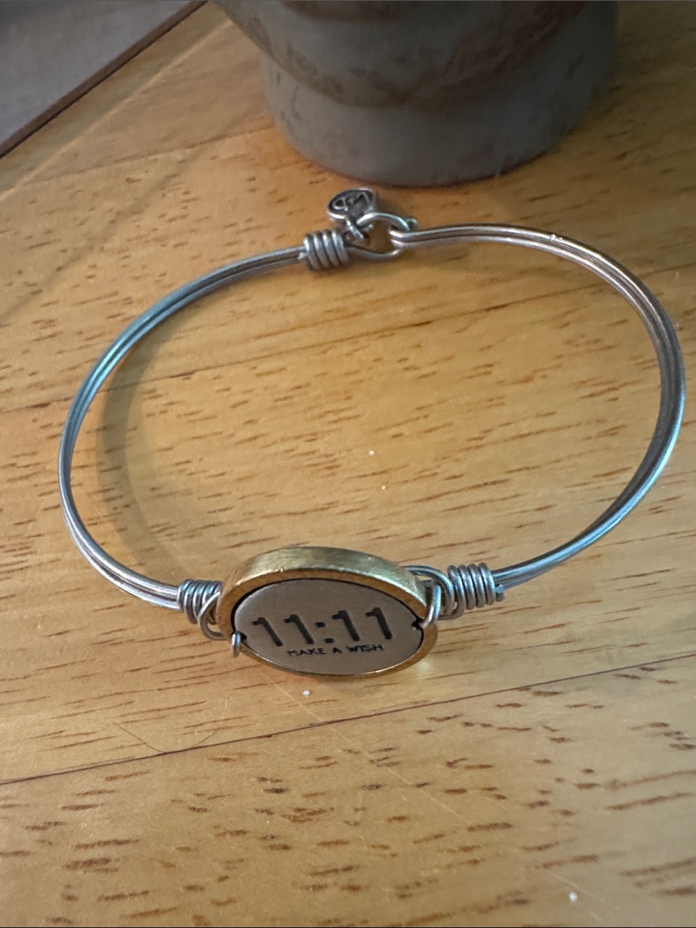 Luca and Dani 11:11 Make a Wish Silver and Gold Accent Bangle Bracelet
